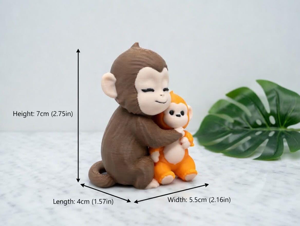 Punch-kun Monkey Hugging Baby Japanese macaque | Ichikawa Zoo 3D Print Multi-Color