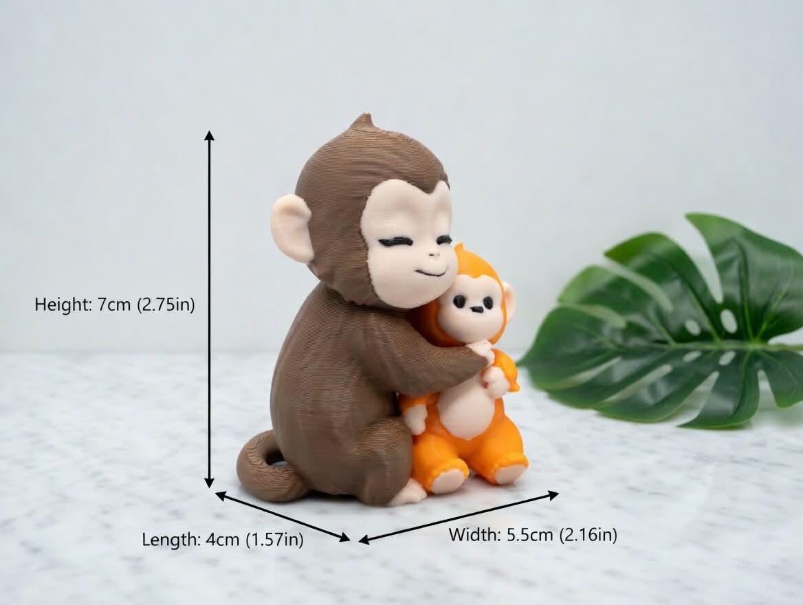 Punch-kun Monkey Hugging Baby Japanese macaque | Ichikawa Zoo 3D Print Multi-Color